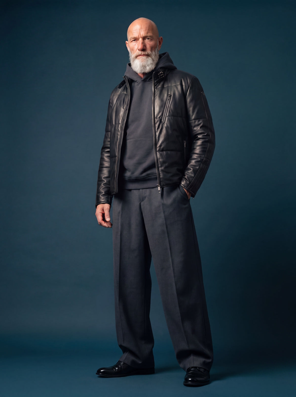 Avus Men's Quilted Leather Jacket - Black - View 5