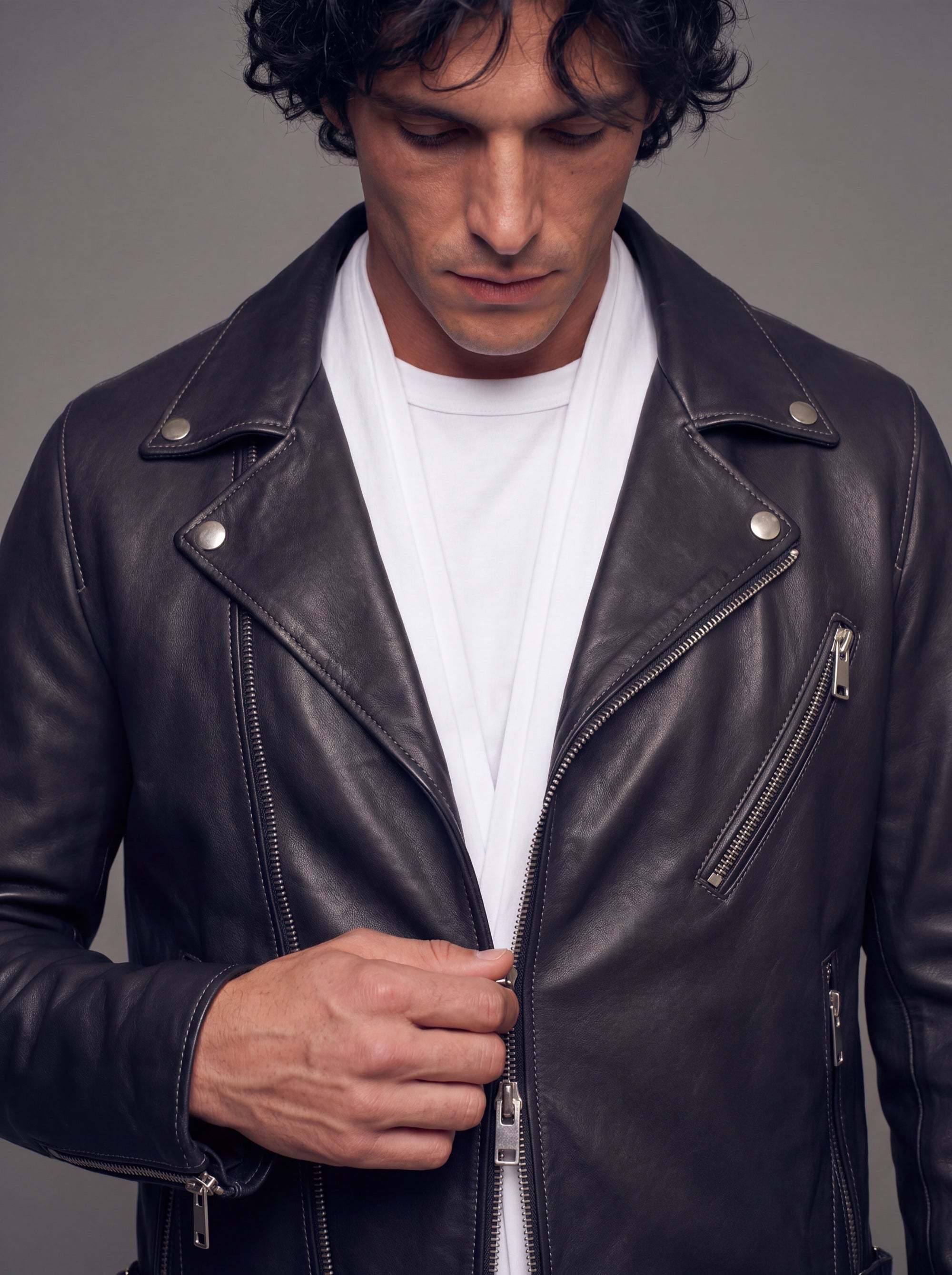 Fuji Men's Biker Leather Jacket | Heinz Bauer Manufakt