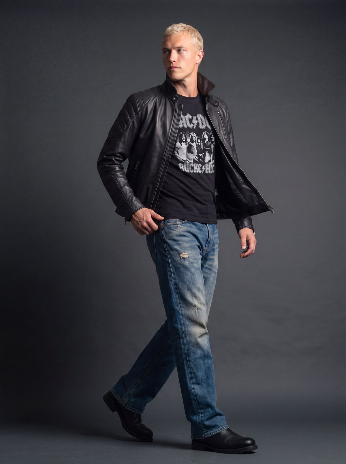 Interlagos Men's Leather Jacket - Black - View 5