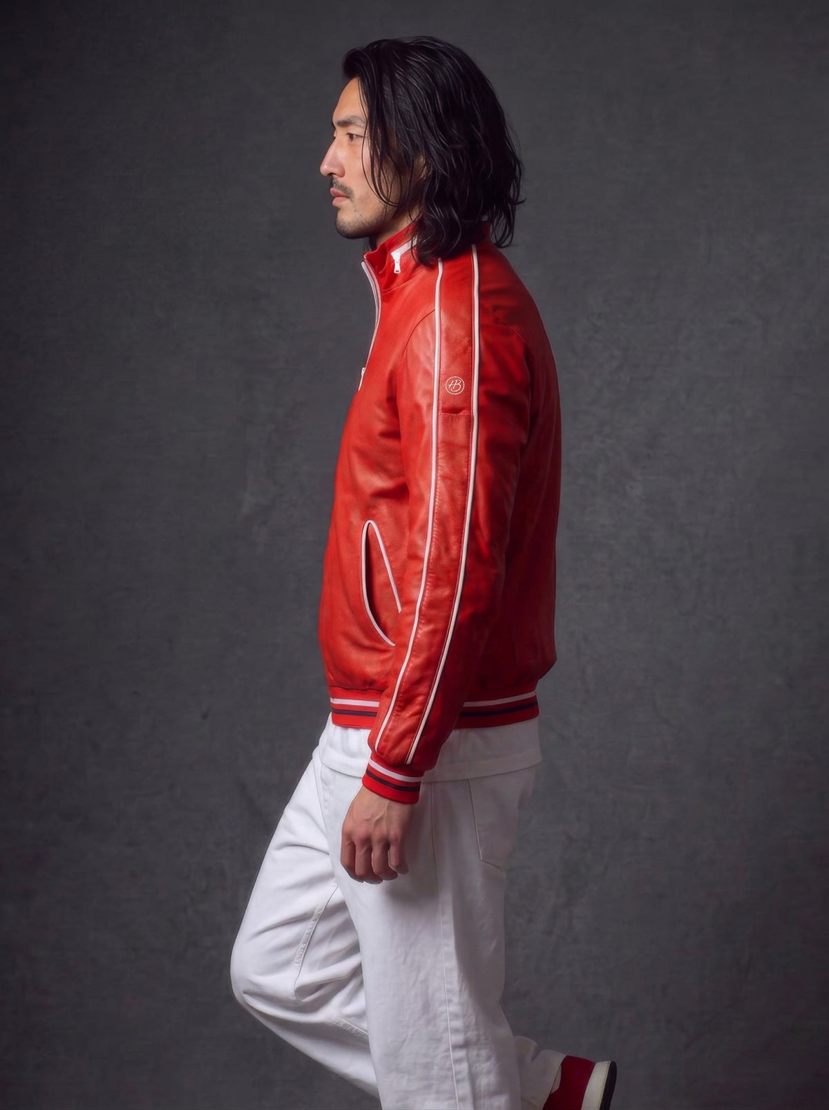 LS Racing Men's Leather Jacket - Red - View 3