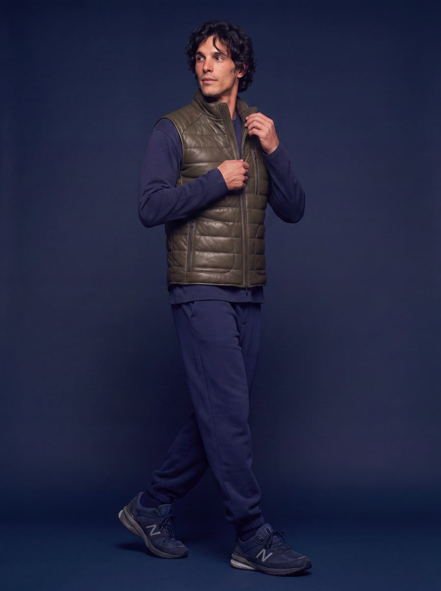 Monoposto Men's Down Leather Gilet