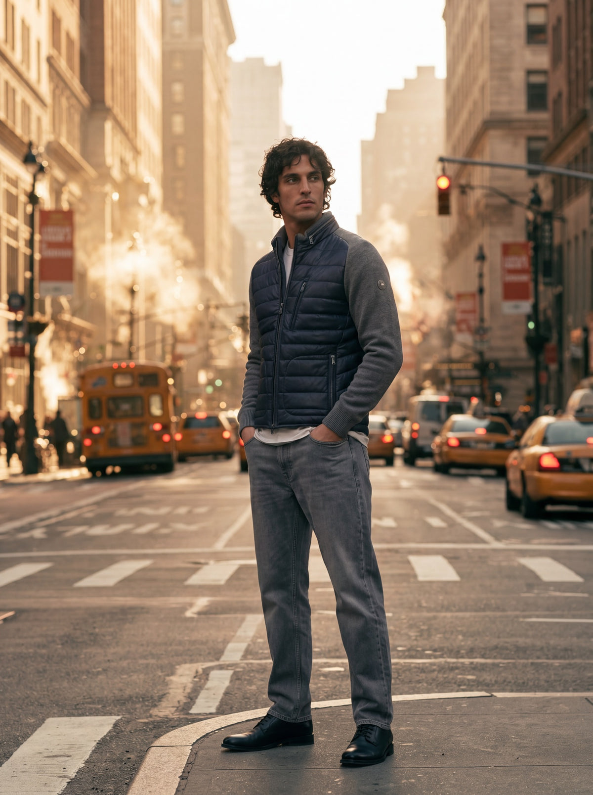 Mann in der Heinz Bauer Lederjacke Sepang in New York