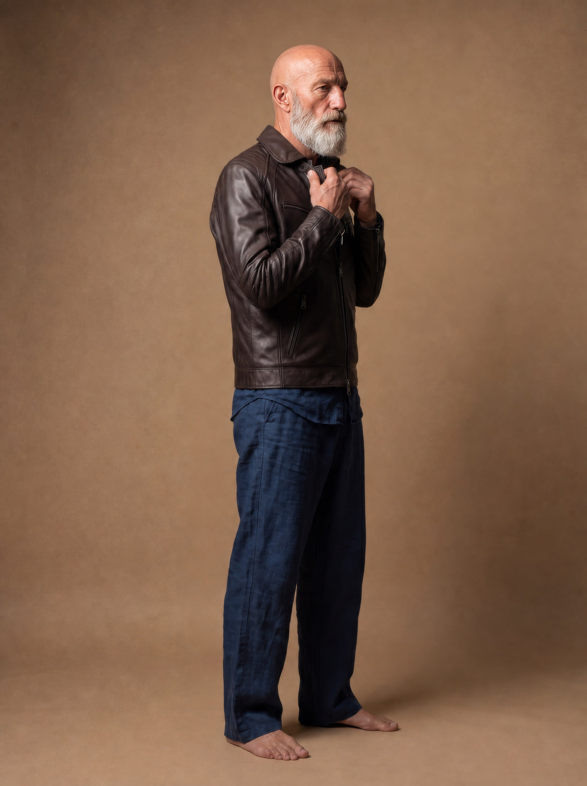 Sao Paulo Men's Leather Jacket - Brown - View 3