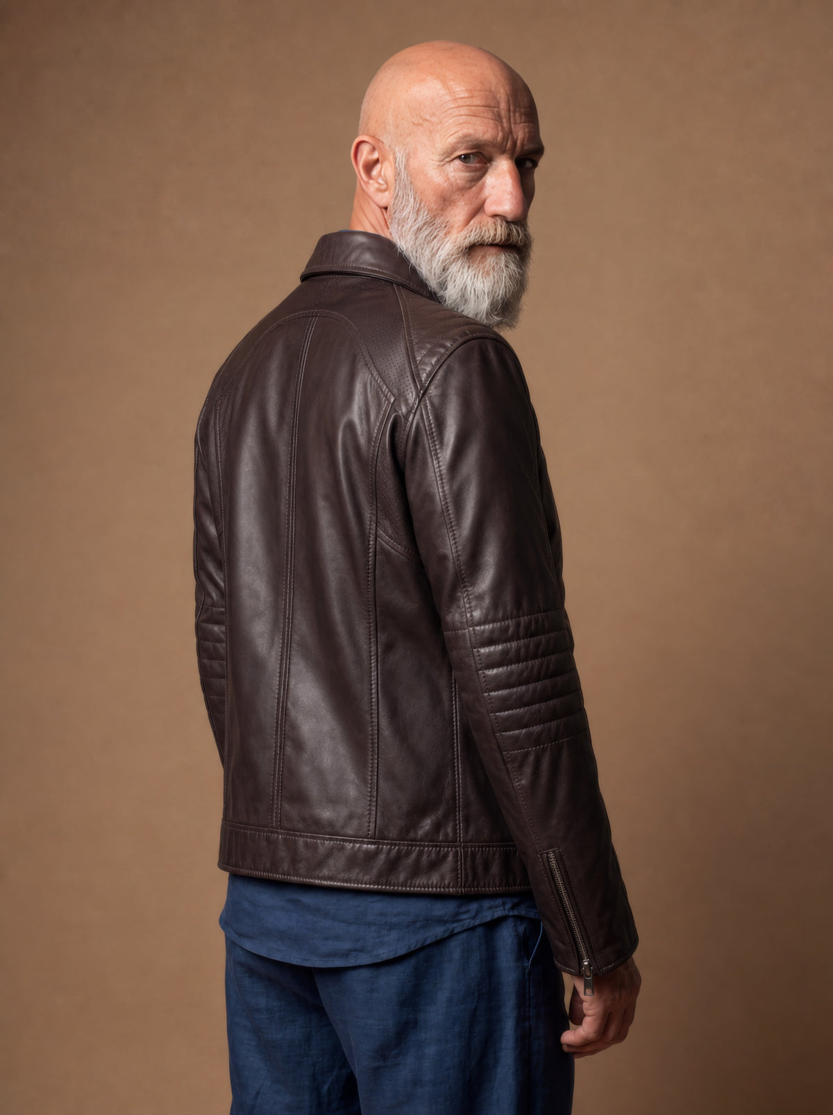Sao Paulo Men's Leather Jacket - Brown - View 4