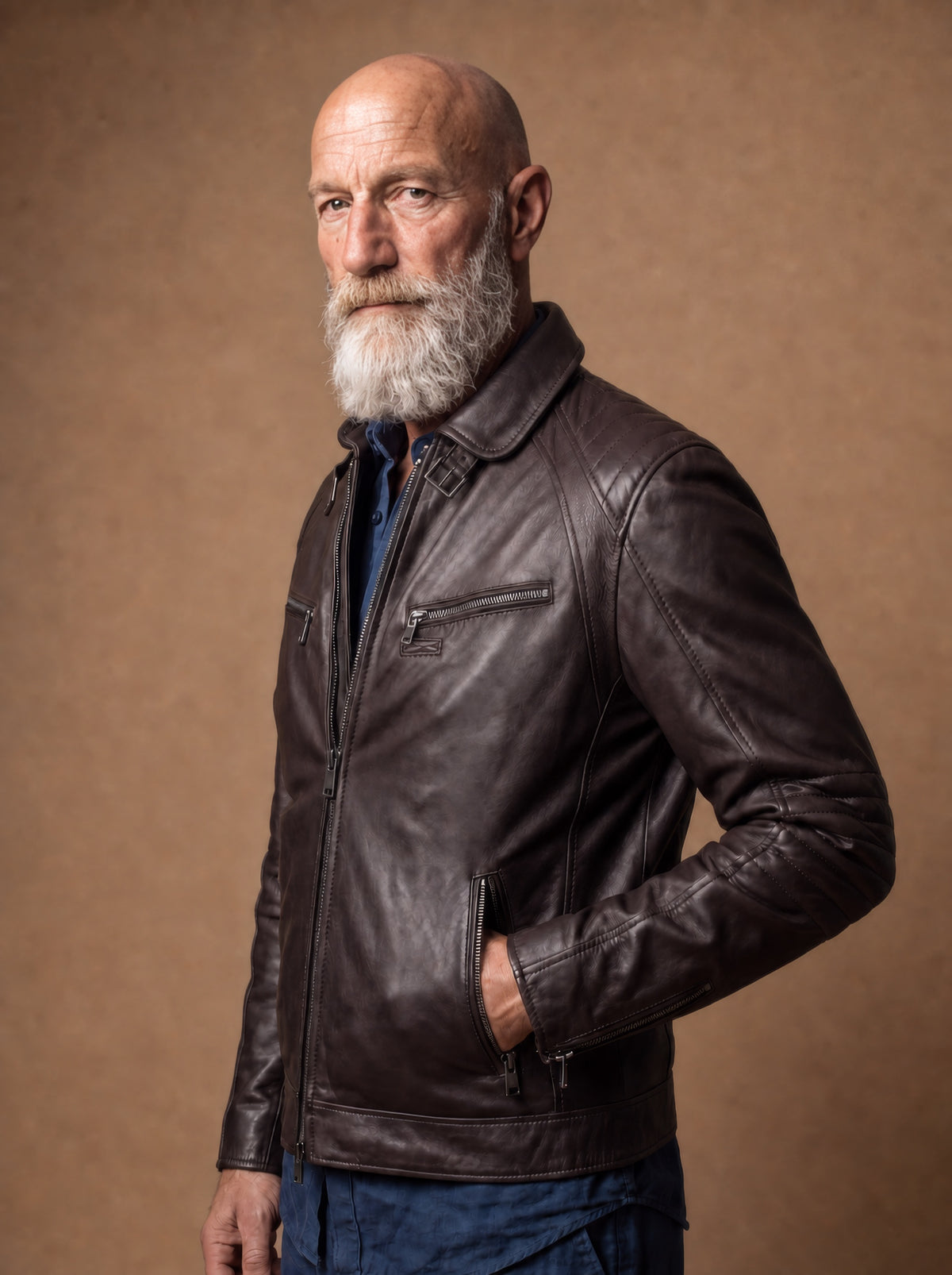 Sao Paulo Men's Leather Jacket - Brown - View 5