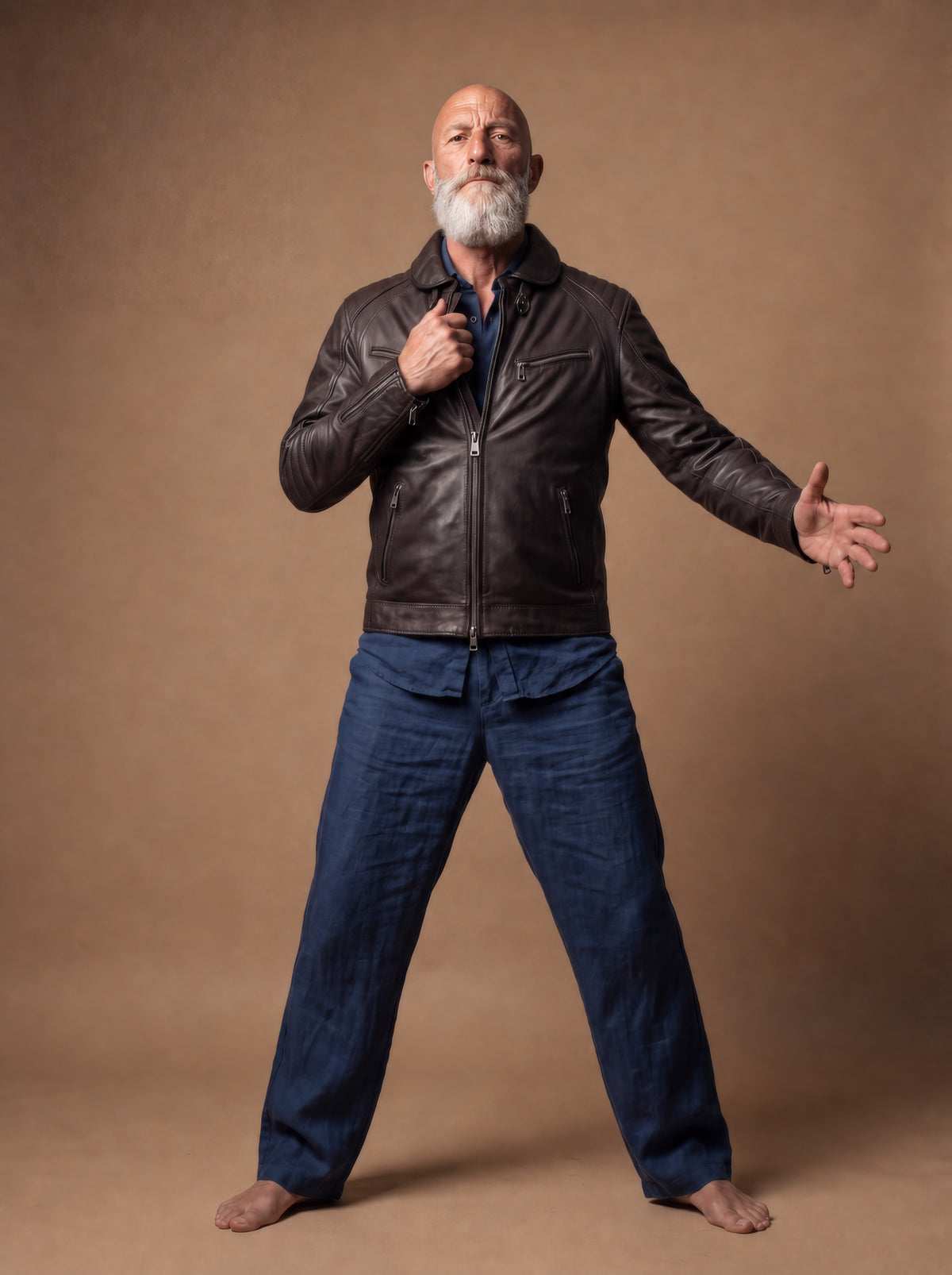 Sao Paulo Men's Leather Jacket - Brown - View 6