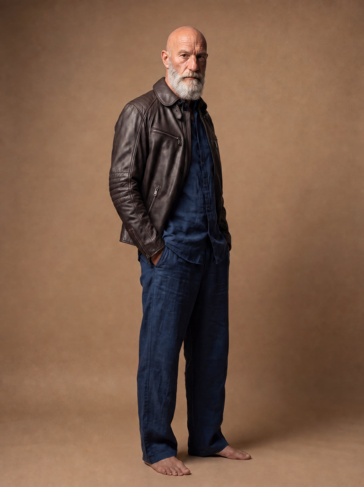 Sao Paulo Men's Leather Jacket - Brown - View 7
