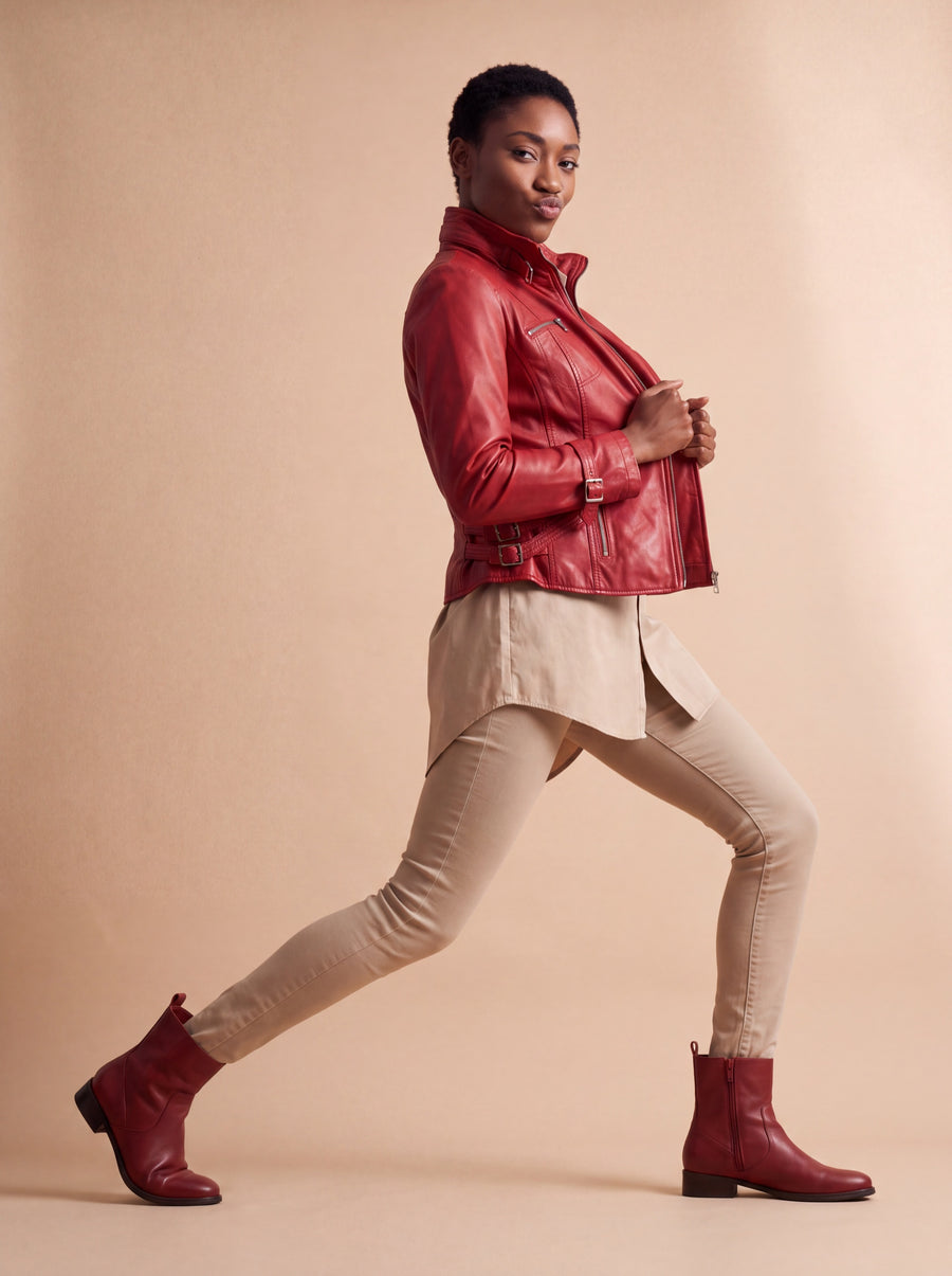 Scarf Women's Leather Jacket