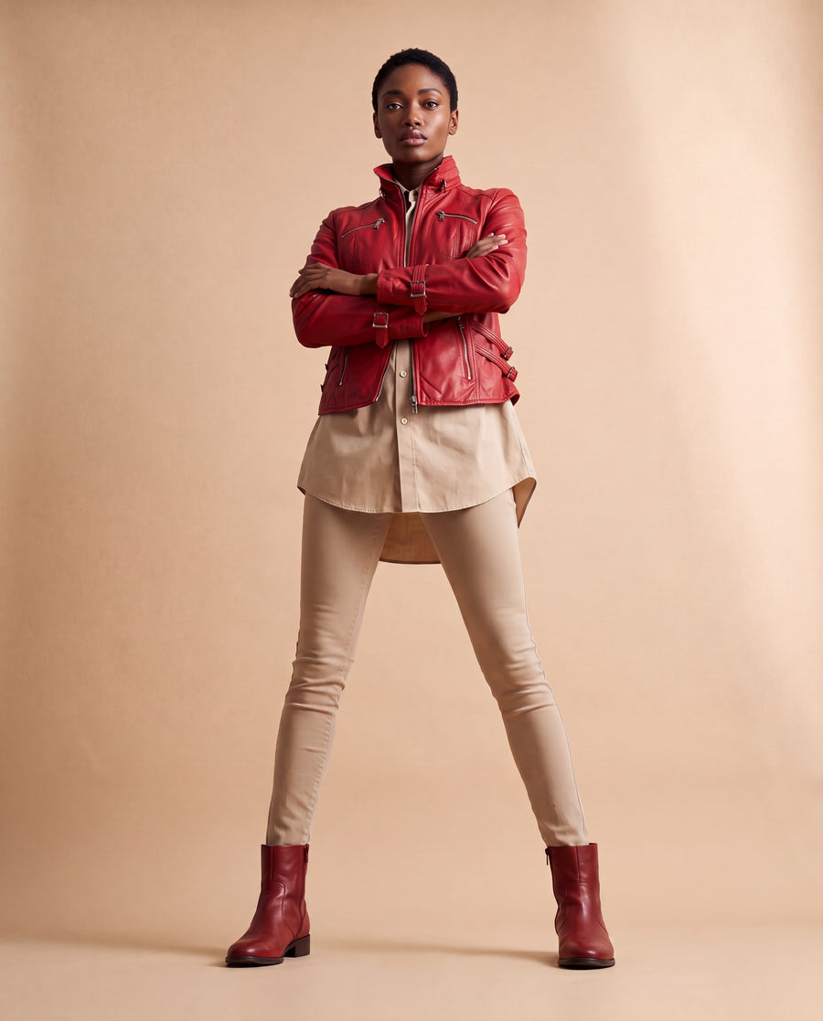 Scarf Women's Leather Jacket