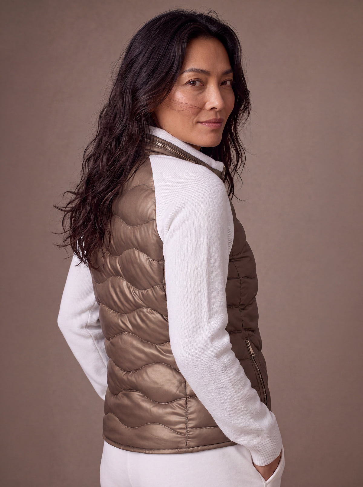 Sendai Women's Knitted Leather Jacket - back