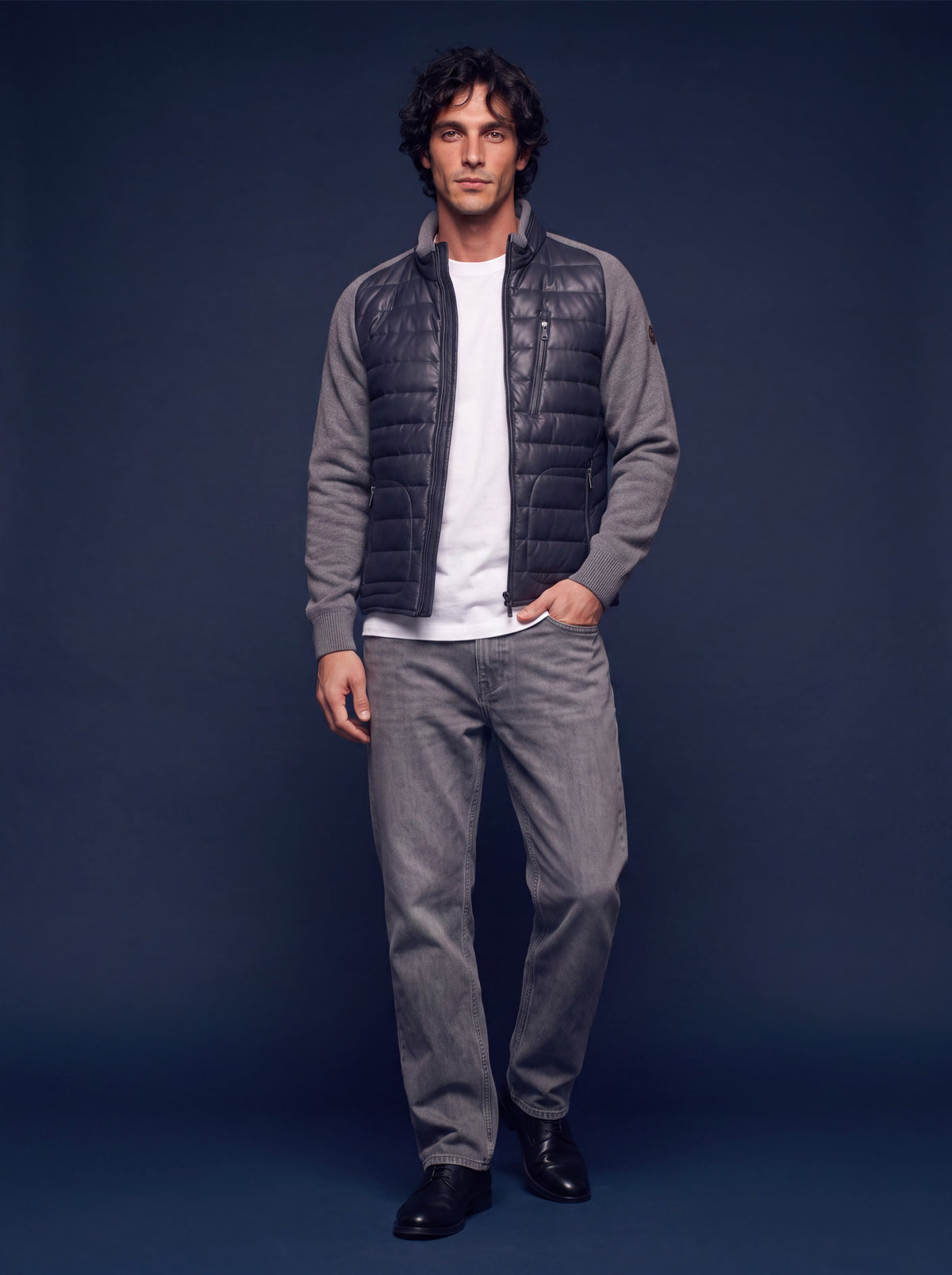 Sepang Men's Leather Jacket - Navy - View 2