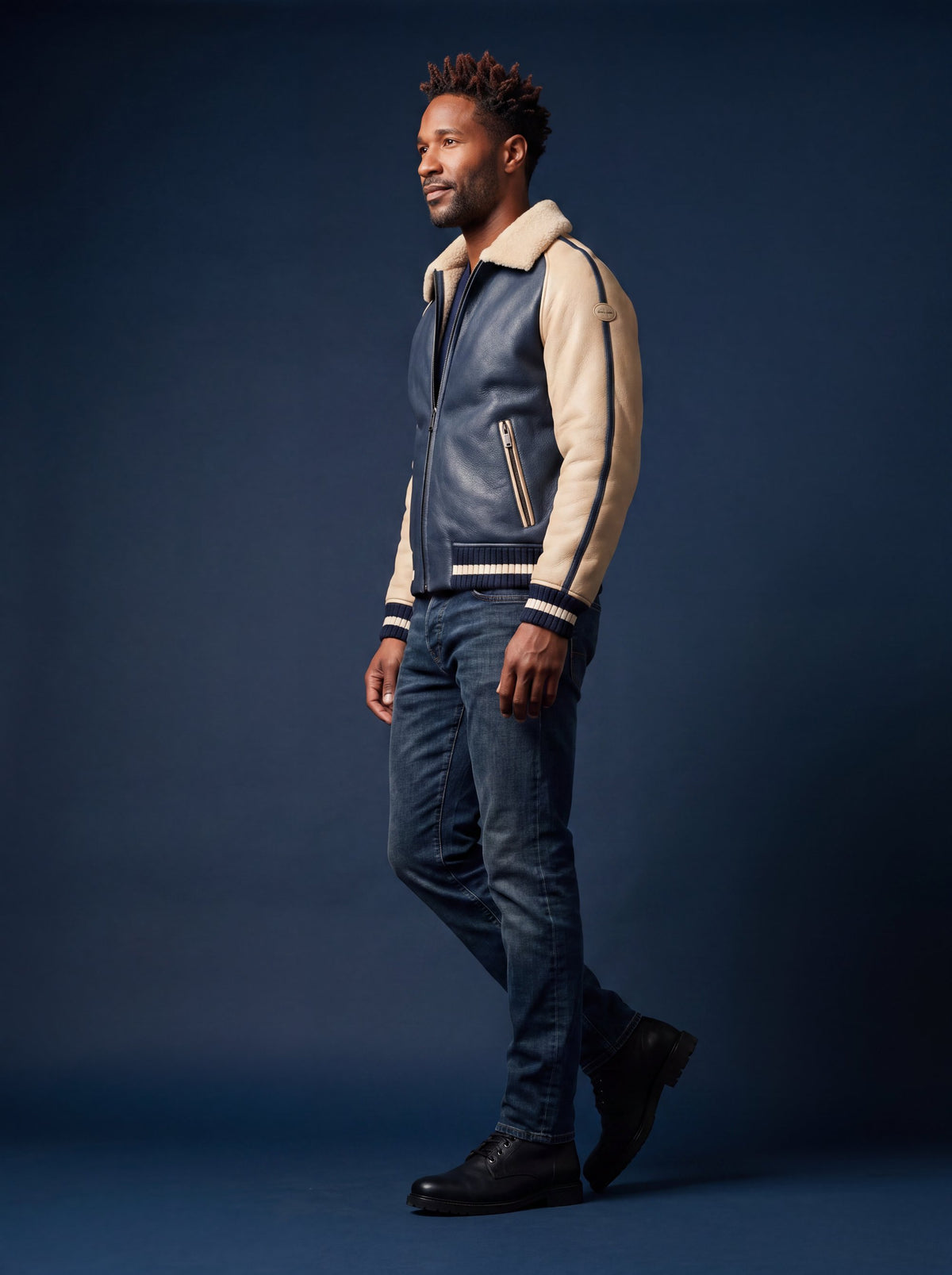 Silvretta Men's Shearling Jacket - Blue - View 8