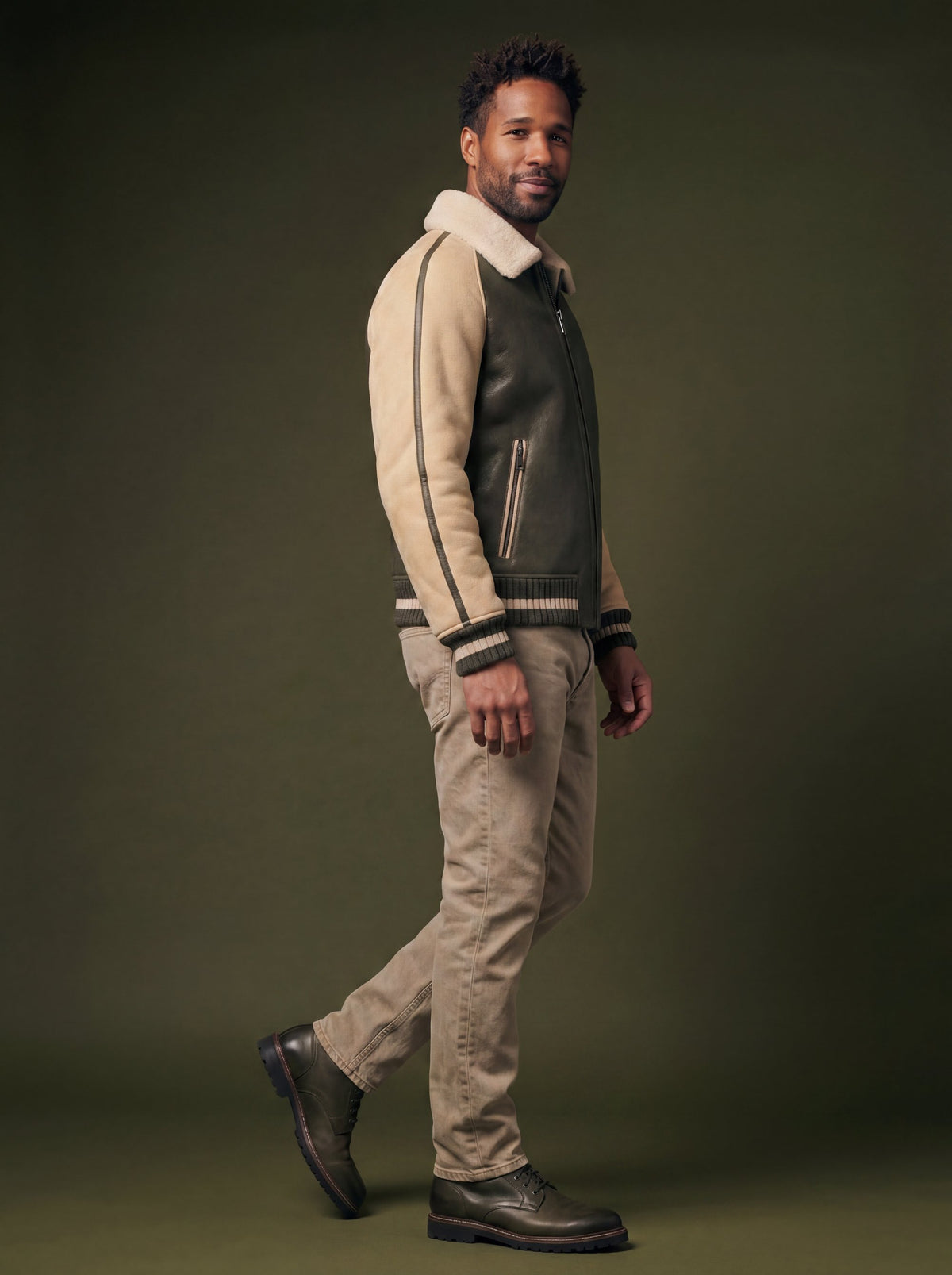 Silvretta Men's Shearling Jacket - Olive - View 2