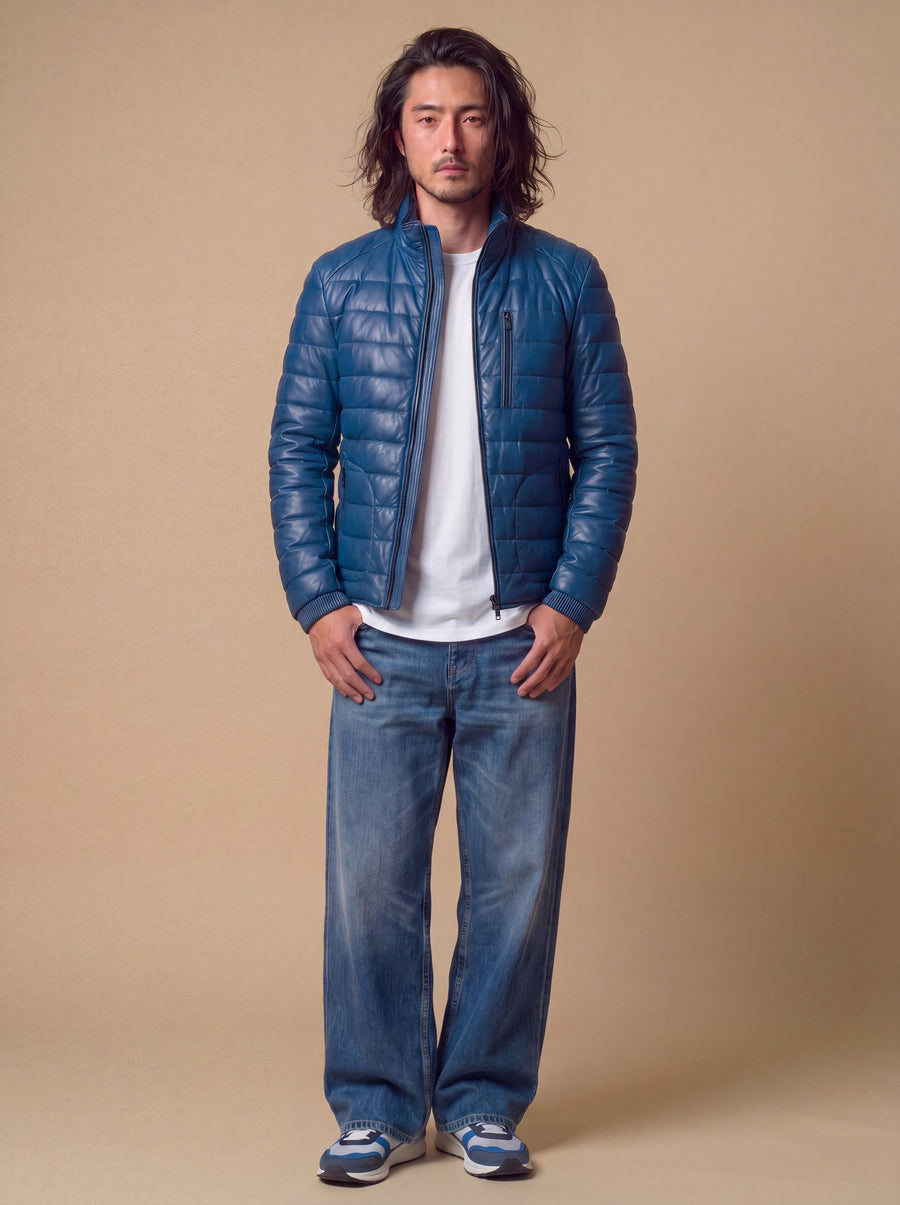 Speedster Men's Down Leather Jacket