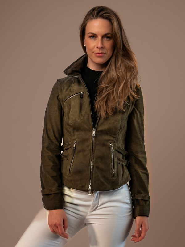 Scarf Ladies Leather Jacket