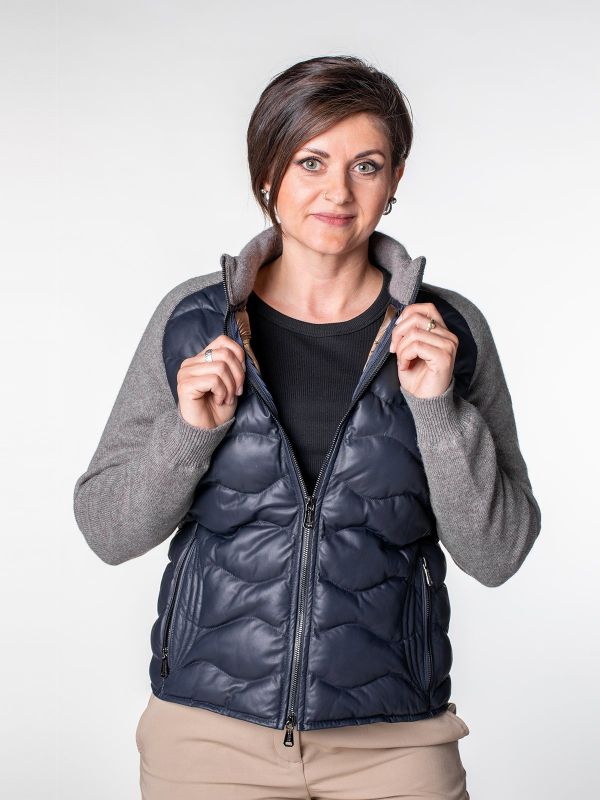 White Pearl Damen Strick Lederjacke