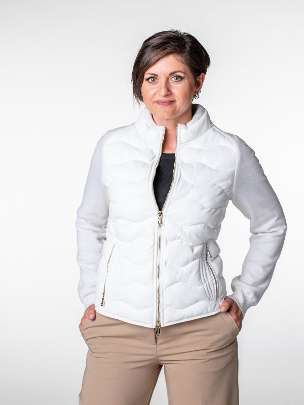 White Pearl Damen Strick Lederjacke