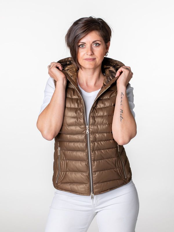 Meribel Ladies Leather Down Gilet