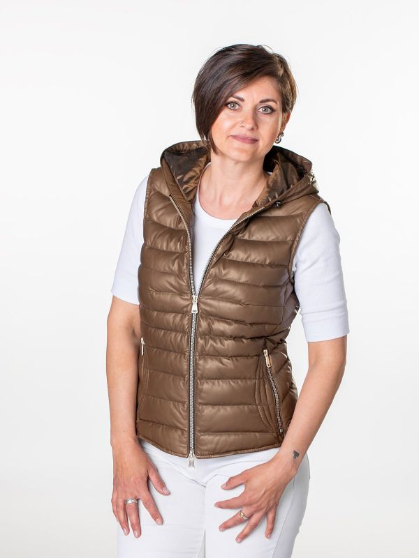 Meribel Ladies Leather Down Gilet