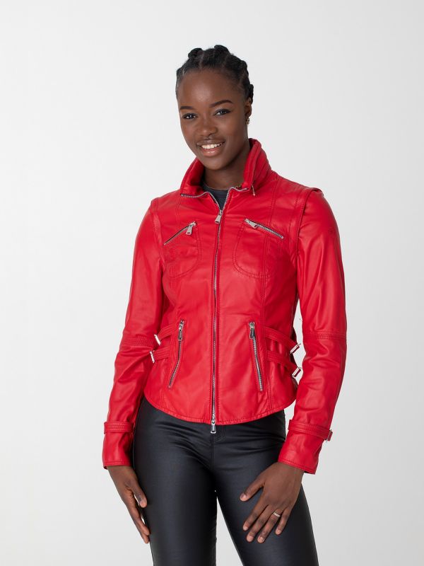 Scarf Ladies Leather Jacket