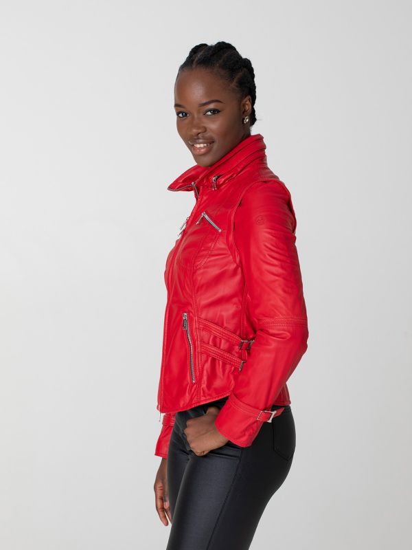 Scarf Ladies Leather Jacket