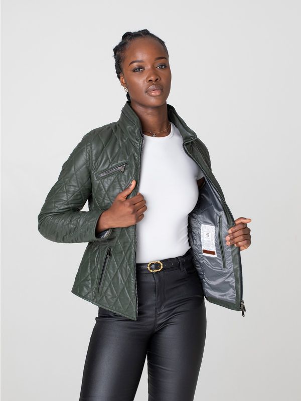 Virginia Damen Leder Stepp Jacke