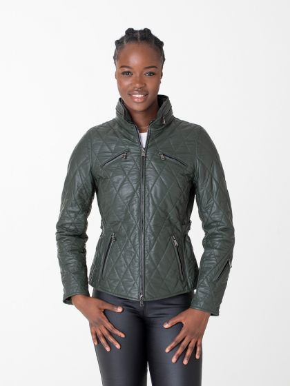 Virginia Damen Leder Stepp Jacke