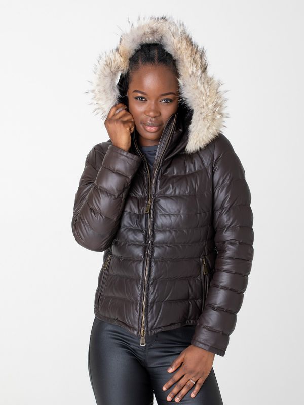 Saas Fee Damen Leder Daunen Jacke