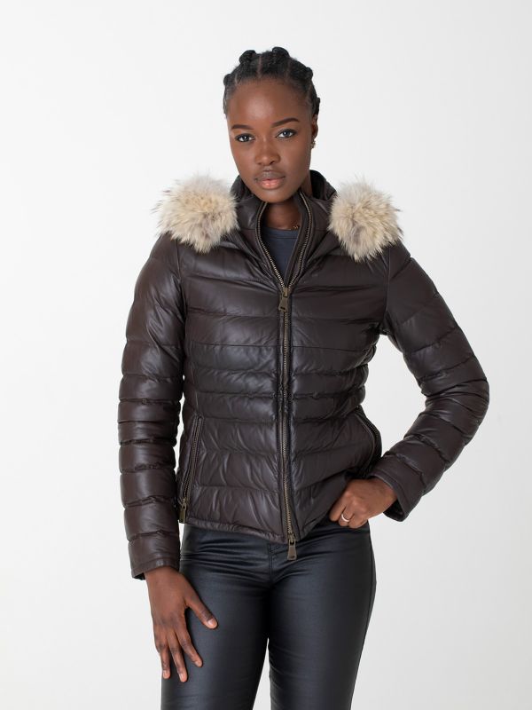 Saas Fee Damen Leder Daunen Jacke